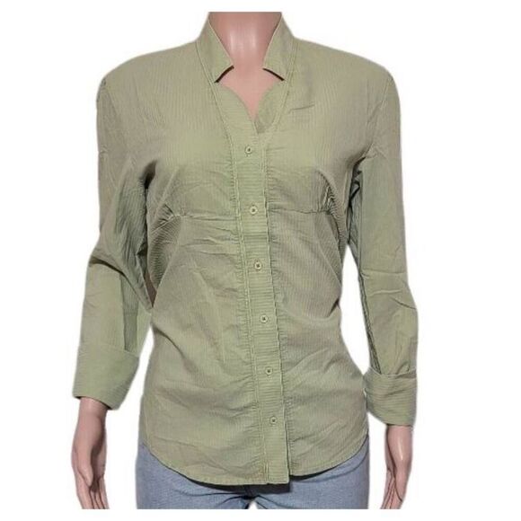 Pulp womens long sleeve lettuce mandarin collar button front shirt M - Picture 1 of 6